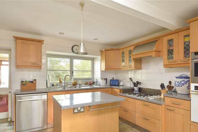 The farmhouse style kitchen.
