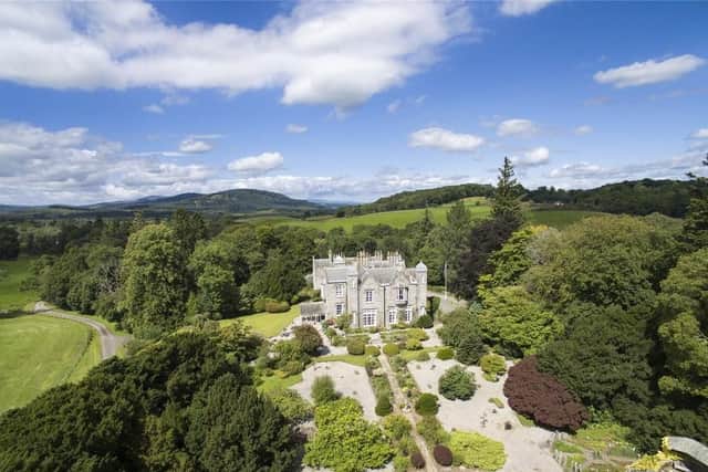 Hensol House boasts lavish views of Loch Ken, stunning architecture and an estate which expands to 632 acres. The grounds also come with residential properties including five cottages.