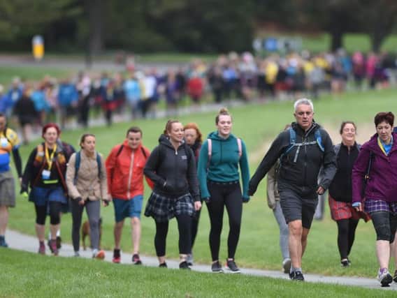 2,200 walkers gathered at Holyrood Park at 9.30am for the marathon Mighty Stride. Picture: Neil Hanna