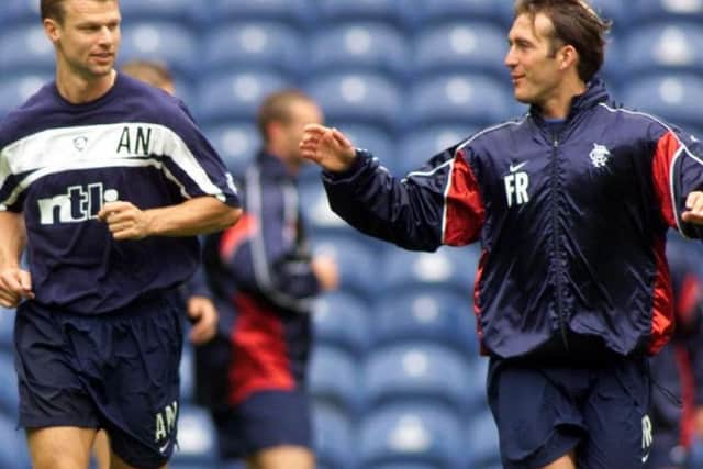 Arthur Numan (left) with Fernando Ricksen at an Ibrox training session