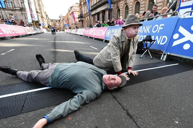 Still Game's Jack and Victor competed in the family Saturday Bank of Scotland Great Scottish Run as well. Picture: John Devlin