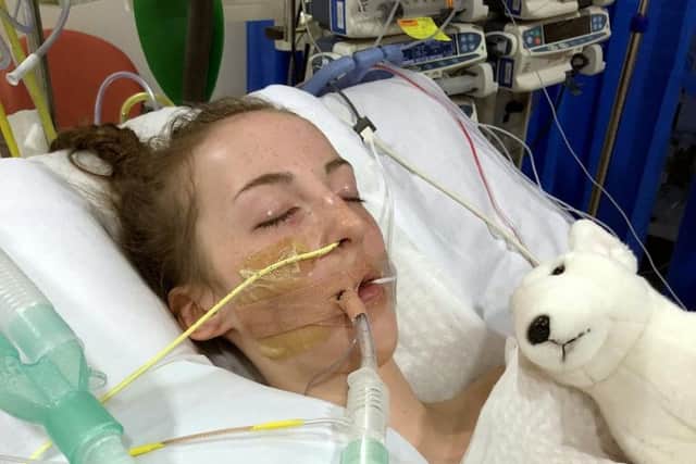Jade Owens in hospital. The 14-year-old later died from a fungal infection