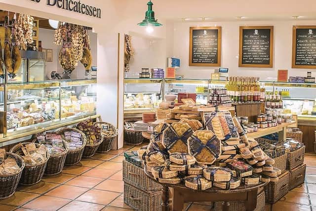 The delicatessen features an array of tempting treats, and offers luxury food hampers and gift boxes.