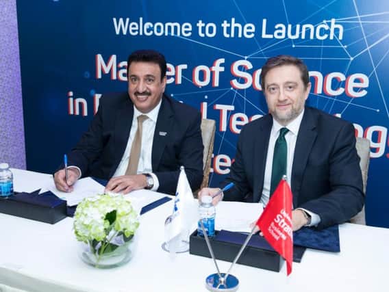 Director of the BIBF Ahmed Al Shaikh and David Hillier, associate principal and executive dean of University of Strathclyde Business School. Picture: Contributed