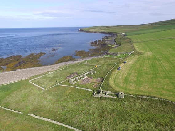 Excavations at Skail Farmstead on the island of Rousay in Orkney unearthed a large Norse building, believed to have been a Viking drinking hall, earlier this year. PIC: Bobby Friel/@takethehighview.