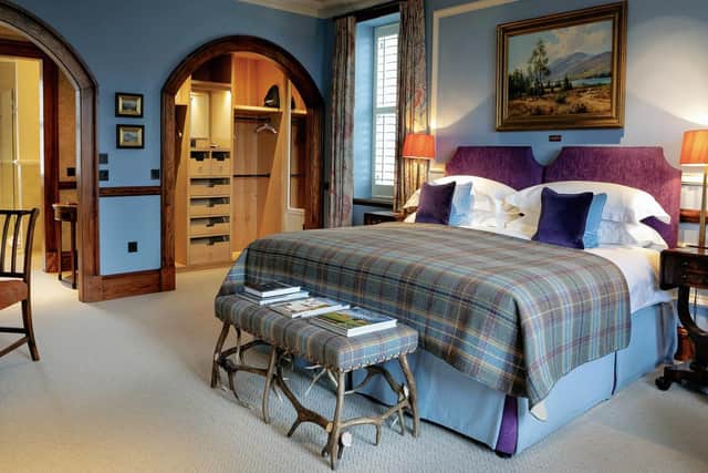 One of the rooms at Links House, where laid-back luxury includes a traditional tartan touch