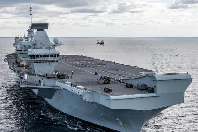 UK F-35 Lightning jets landing, taking off and hovering onboard Britains next-generation aircraft carrier, HMS Queen Elizabeth for the first time.