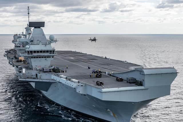 UK F-35 Lightning jets landing, taking off and hovering  onboard Britains next-generation aircraft carrier, HMS Queen Elizabeth for the first time.