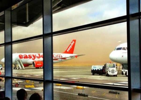 This picture shows the sandstorm at Inverness Airport. Picture: Ed Fraser/@frasereC4