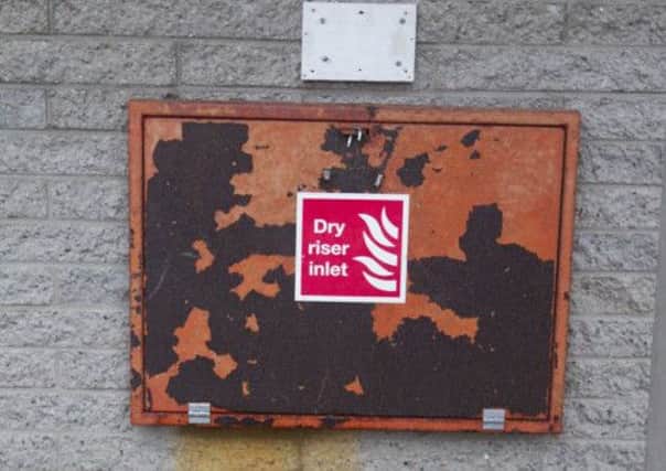 The dry riser system vandalised by metal thieves in a block of flats in Aberdeen. Picture: Derek Ironside/Newsline