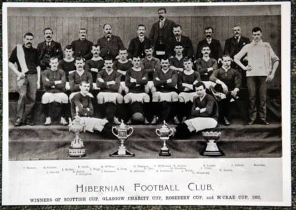 Dan McMichael, standing at the back, managed the 1902 Hibs side