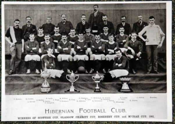 Dan McMichael, standing at the back,  managed the 1902 Hibs side