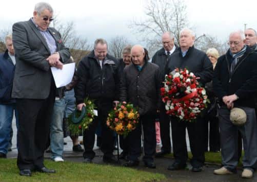 Lothian miners remember lost comrades yesterday. Picture:  Neil Hanna