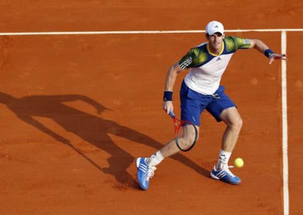 Andy Murray hits a shot during his tie at the Monte-Carlo Masters. Picture: Getty
