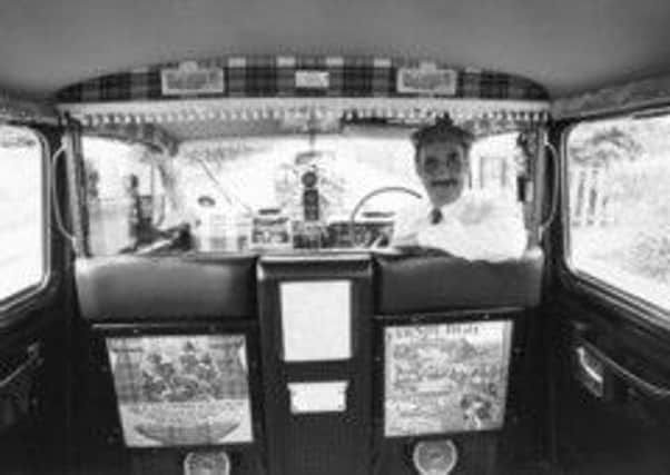 Bob Smith decorated his black taxi in tartan during the Festival in 1987. Picture: TSPL