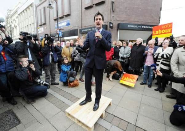 Ed Miliband speaking in South Shields. Picture: PA