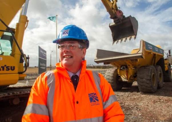 Keith Brown unveils work on the Borders Railway project. Picture: Peter Devlin