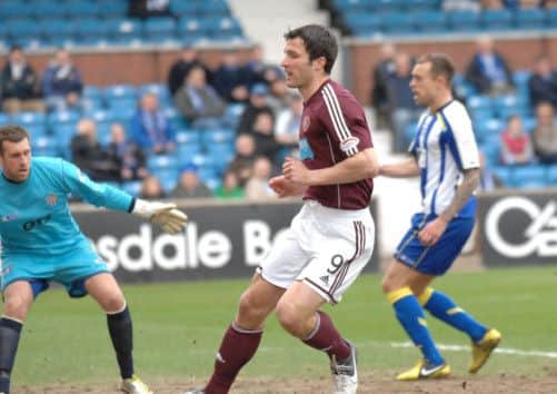 John Sutton scores at Rugby Park. Picture: TSPL