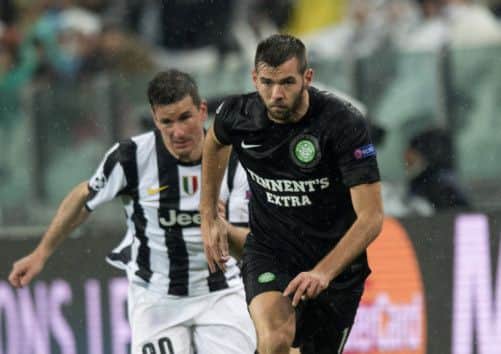 Joe Ledley takes on Juventus for Celtic earlier this season. Picture: SNS