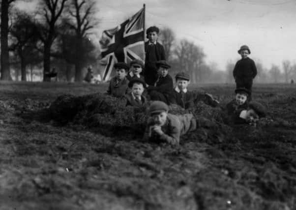 Patriotic boys play in London's Hyde Park in March 1913. Picture: Getty