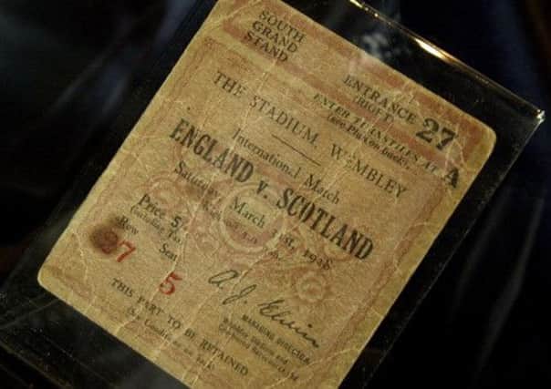 A ticket from the England v Scotland game at Wembley, March 1928. Picture: TSPL