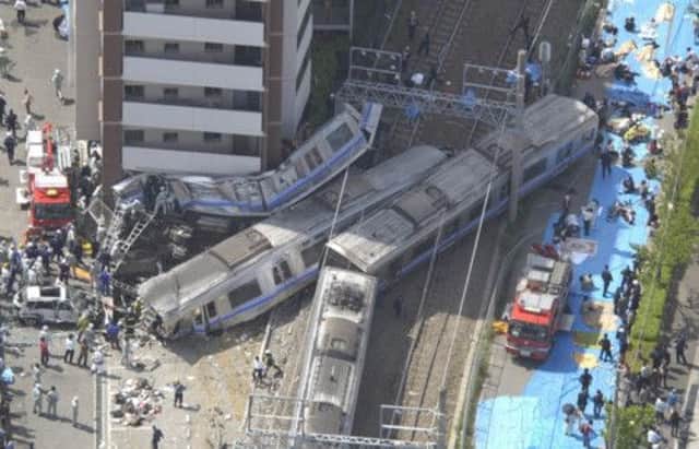 On this day in 2005 107 people were killed when a train crashed in the city of Amagasaki in Japan. Picture: AP