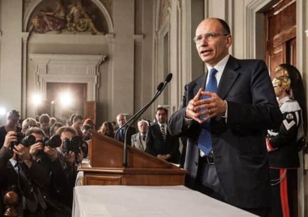 Enrico Letta faces the media yesterday. He says he wants a change in policy as austerity is no longer enough. Picture: Getty