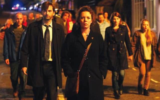 David Tennant alongside Olivia Colman in Broadchurch and Emily Watson. Picture: ITV