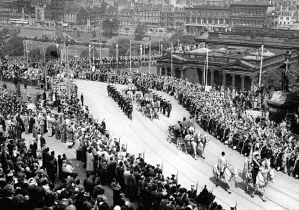 The Queen came to Edinburgh to receive the Honours of Scotland at St Giles Cathedral following her ascension. Picture: TSPL