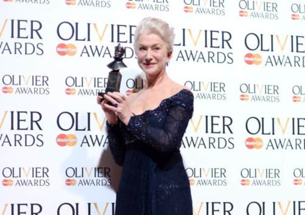 Dame Helen Mirren with her Best Actress award. Picture: Getty