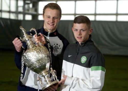 Rangers U17s' captain Greg Pascazio and Celtic U17s' captain Calum Waters. Picture: SNS