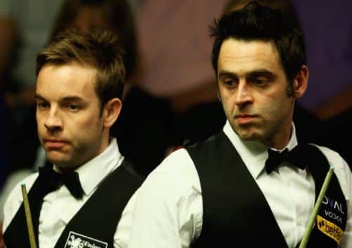 Ronnie O'Sullivan (right) leads 9-7 overnight. Picture: Getty