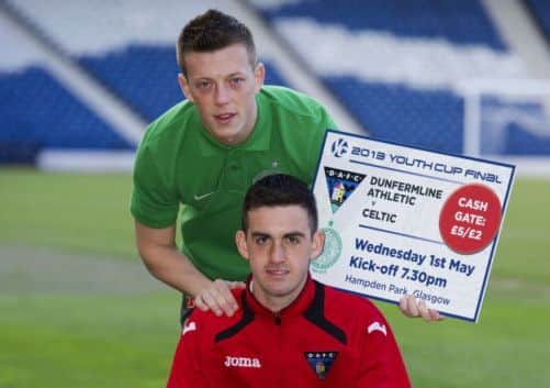 Celtics Callum McGregor and Shaun Byrne of Dunfermline will meet in the SFA Youth Cup final. Picture: SNS