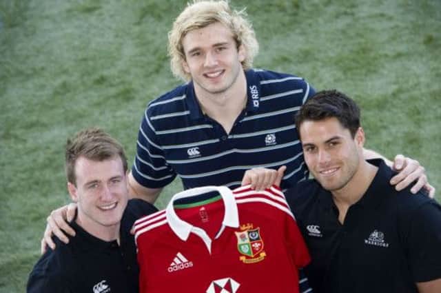 Scotland and Lions trio Stuart Hogg (left), Richie Gray (centre) and Sean Maitland. Picture: SNS