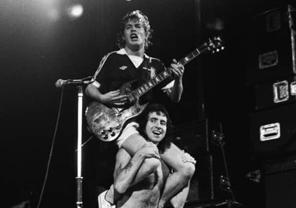 Bon Scott lead singer for the band AC/DC with Angus Young. Picture: Getty