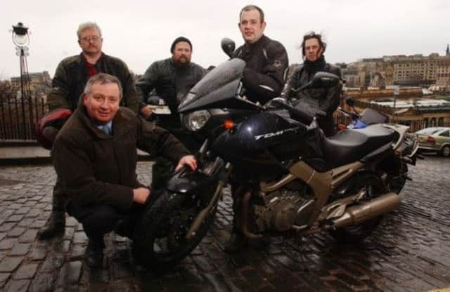 Brian Adam (front) heading a road safety campaign for bikers in 2003. Picture: Complimentary