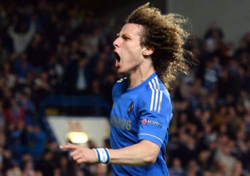 Chelsea's Brazilian defender David Luiz celebrates scoring his team's third goal. Picture: Getty