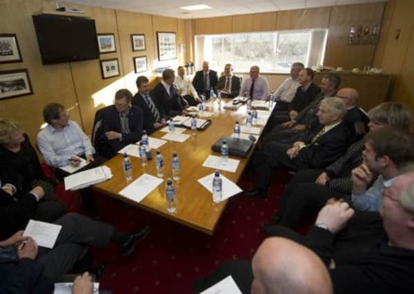First division chairmen with SFL boss David Longmuir, during last month's meetings. Picture: SNS