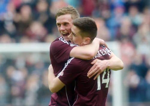 Kevin McHattie celebrates with Jamie Walker. Picture: Phil Wilkinson/TSPL