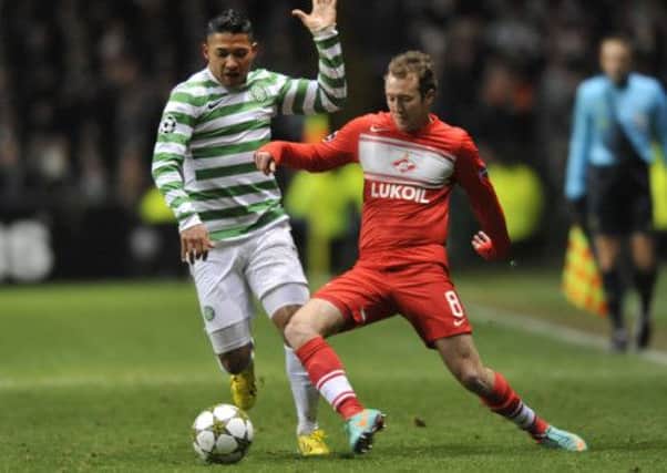 Aiden McGeady in action against his former club in this year's Champions League. Picture: Robert Perry