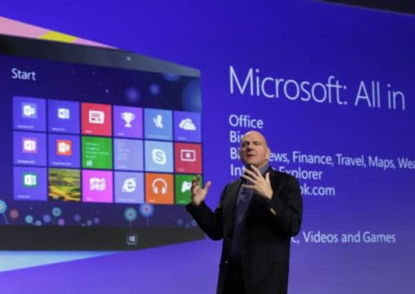 Microsoft CEO Steve Ballmer launches Windows 8 in October last year. Picture: AP
