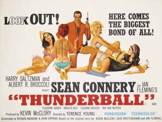 Thunderball, Goldfinger and Dr No posters, which feature Sir Sean Connery, go up for sale in London on 23 May. Picture: Christie's Images