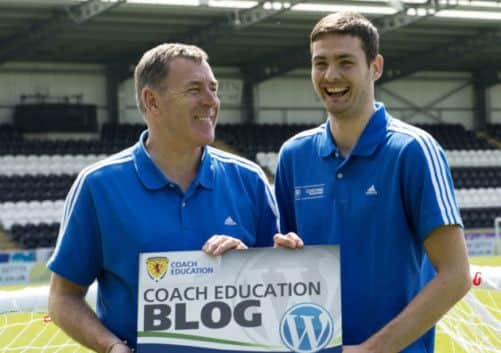 Craig Gordon, right, joins former Celtic star Pat Bonner at Uefa's coaching seminar in Paisley.  Picture: SNS