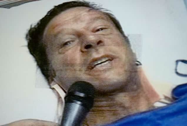 Imran Khan addressed supporters by video link from hospital. Picture: Getty