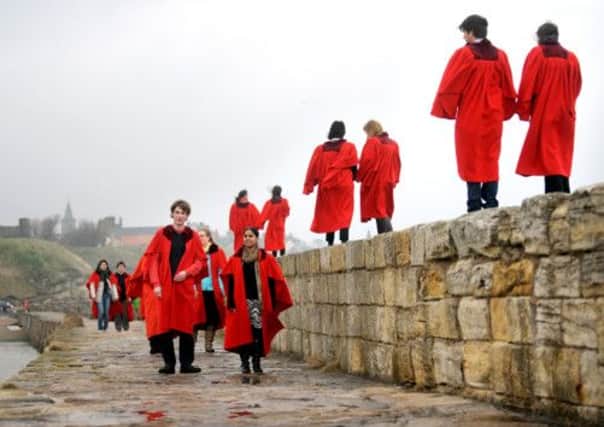 St Andrews students in their famous red gowns. Picture: Jane Barlow