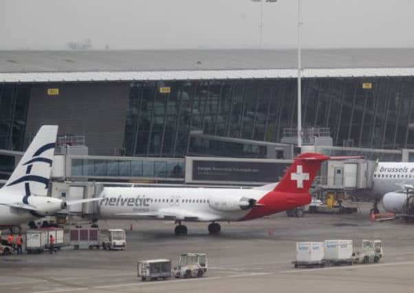 The Helvetic Airways plane from which the diamonds were taken. Picture: AP