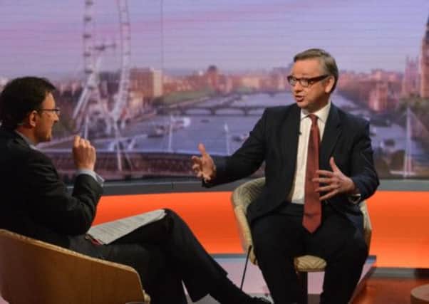 Education Secretary Michael Gove appearing on the Andrew Marr Show. Picture: PA
