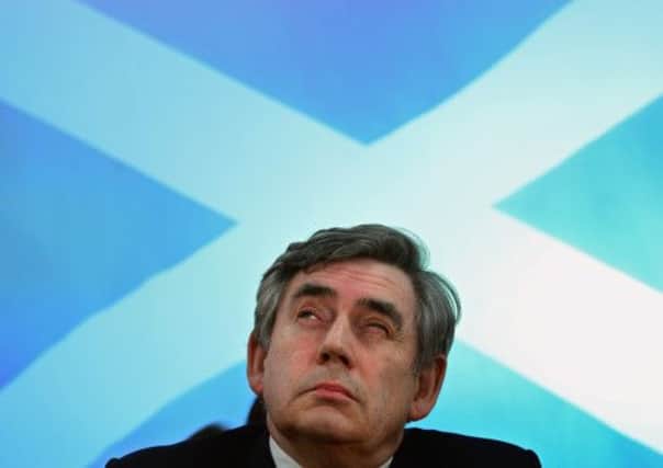 Former British Prime Minister Gordon Brown speaks at the Scottish Labour launch to keep Scotland as part of the UK. Picture: Getty