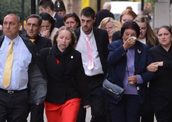Family and friends of murdered school girl Tia Sharp leave court. Picture: PA