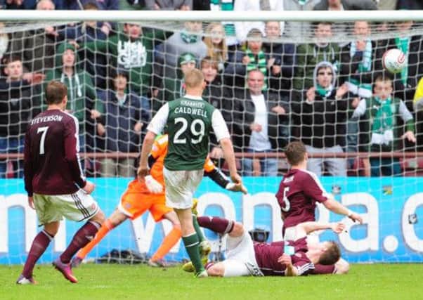 Ross Caldwell's goal gave HIbs the win. Picture: Ian Rutherford